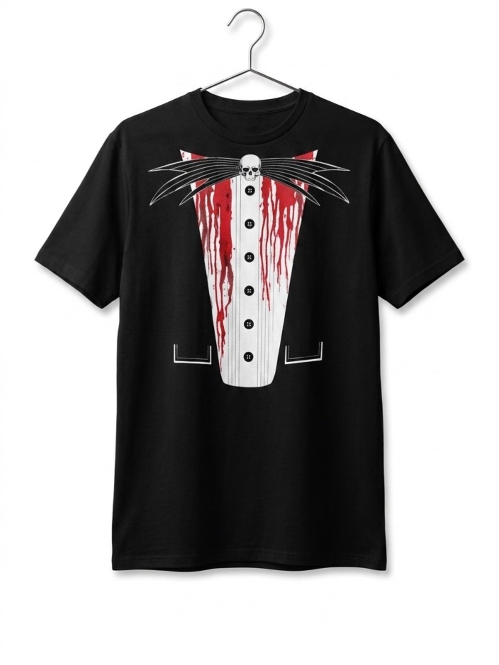 Steady Clothing Bloody Tuxedo Skull Graphic Tee Black L Rockabilly Mall Goth